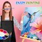 6 Set Pre Drawn Canvas for Painting for Adults Sip and Paint Kit with Easels 8 x 10 Inches Paint Party Kit with Printed Canvas Paints Brushes Palette Apron(Hummingbird)
